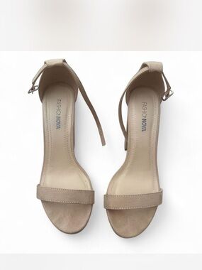 Fashion Nova Beige Suede Block Heels